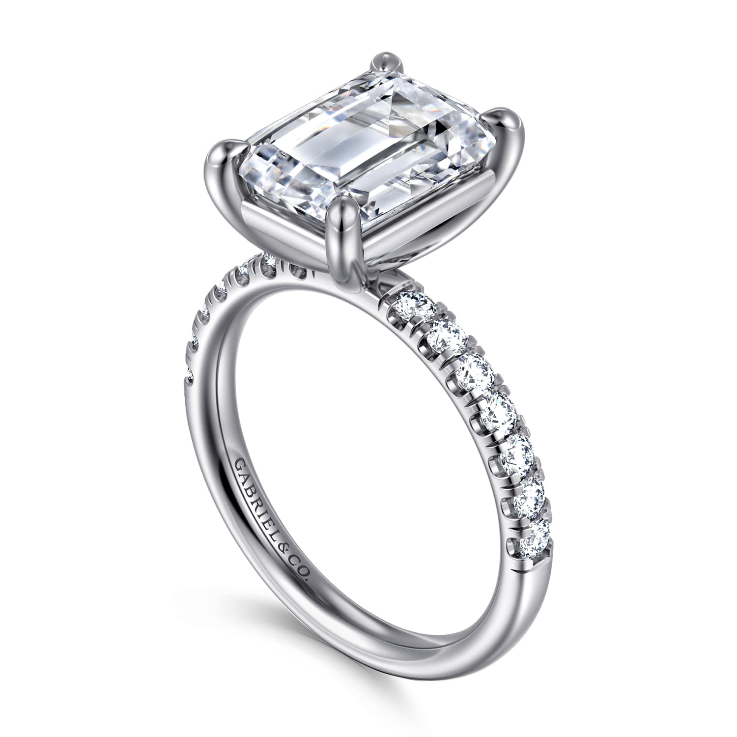 Winslow - 14K White Gold Emerald Cut Diamond Engagement Ring - 0.4 ct - Shot 3