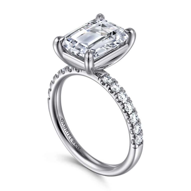 Winslow - 14K White Gold Emerald Cut Diamond Engagement Ring - 0.4 ct - Shot 3