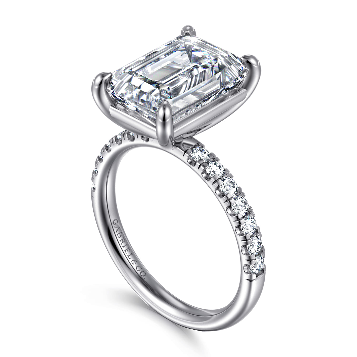 Winslow - 14K White Gold Emerald Cut Diamond Engagement Ring - 0.4 ct - Shot 3