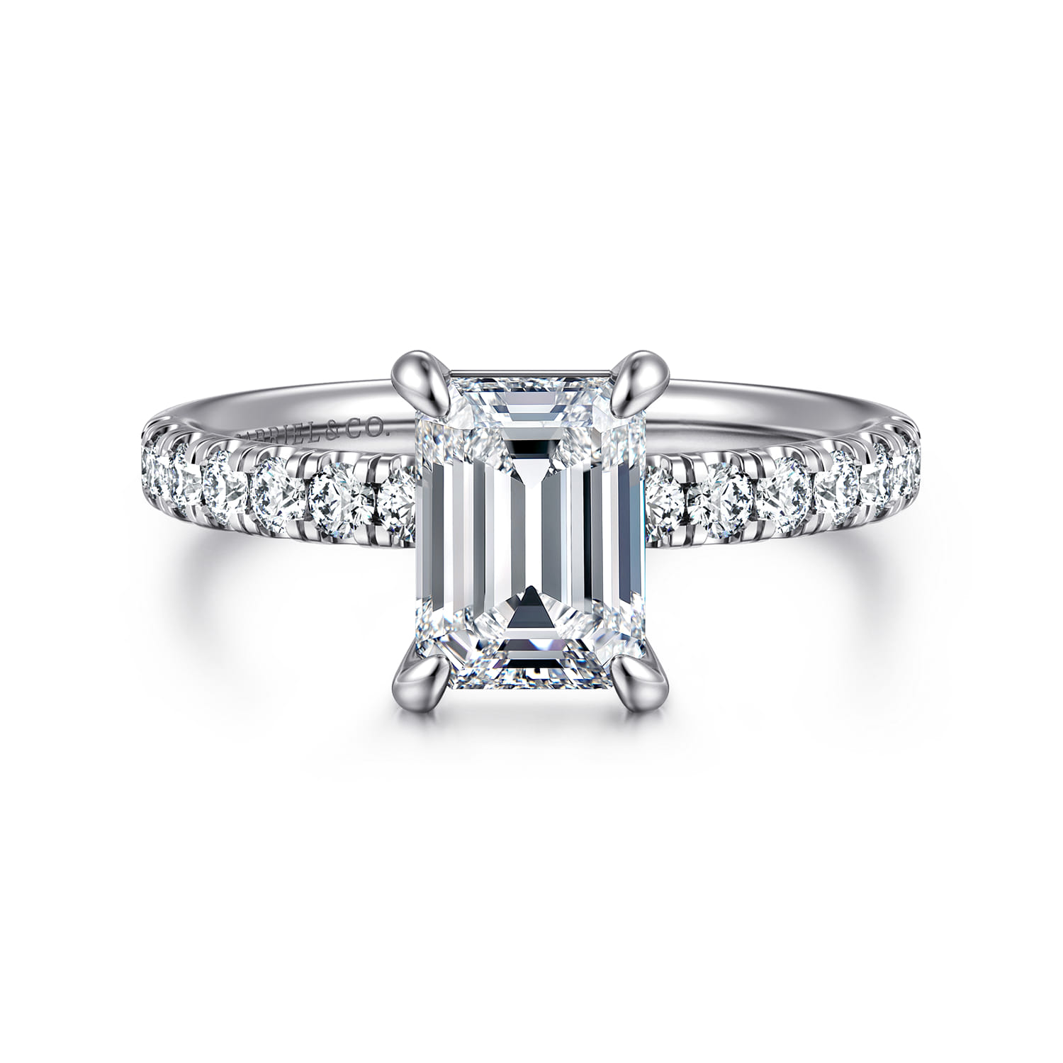 Winslow - 14K White Gold Emerald Cut Diamond Engagement Ring - 0.35 ct - Shot 1