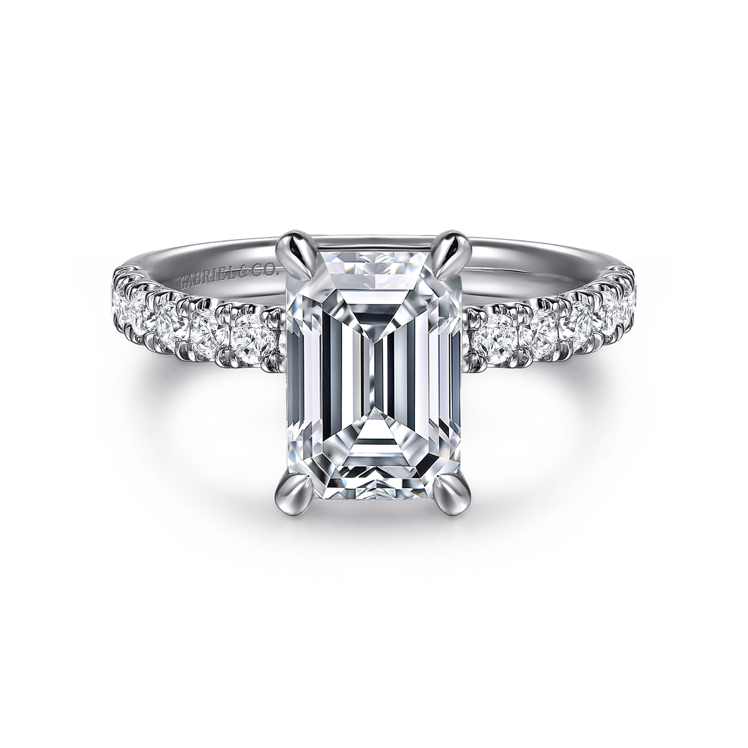 Winslow - 14K White Gold Emerald Cut Diamond Engagement Ring - 0.35 ct - Shot 1