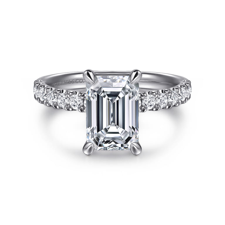 Winslow - 14K White Gold Emerald Cut Diamond Engagement Ring - 0.35 ct - Shot 1