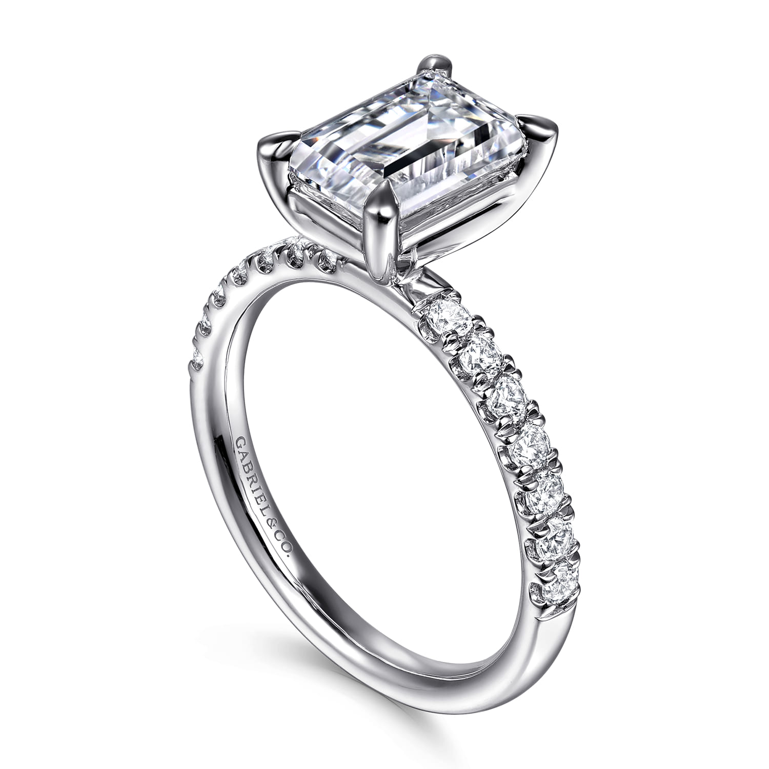 Winslow - 14K White Gold Emerald Cut Diamond Engagement Ring - 0.35 ct - Shot 3