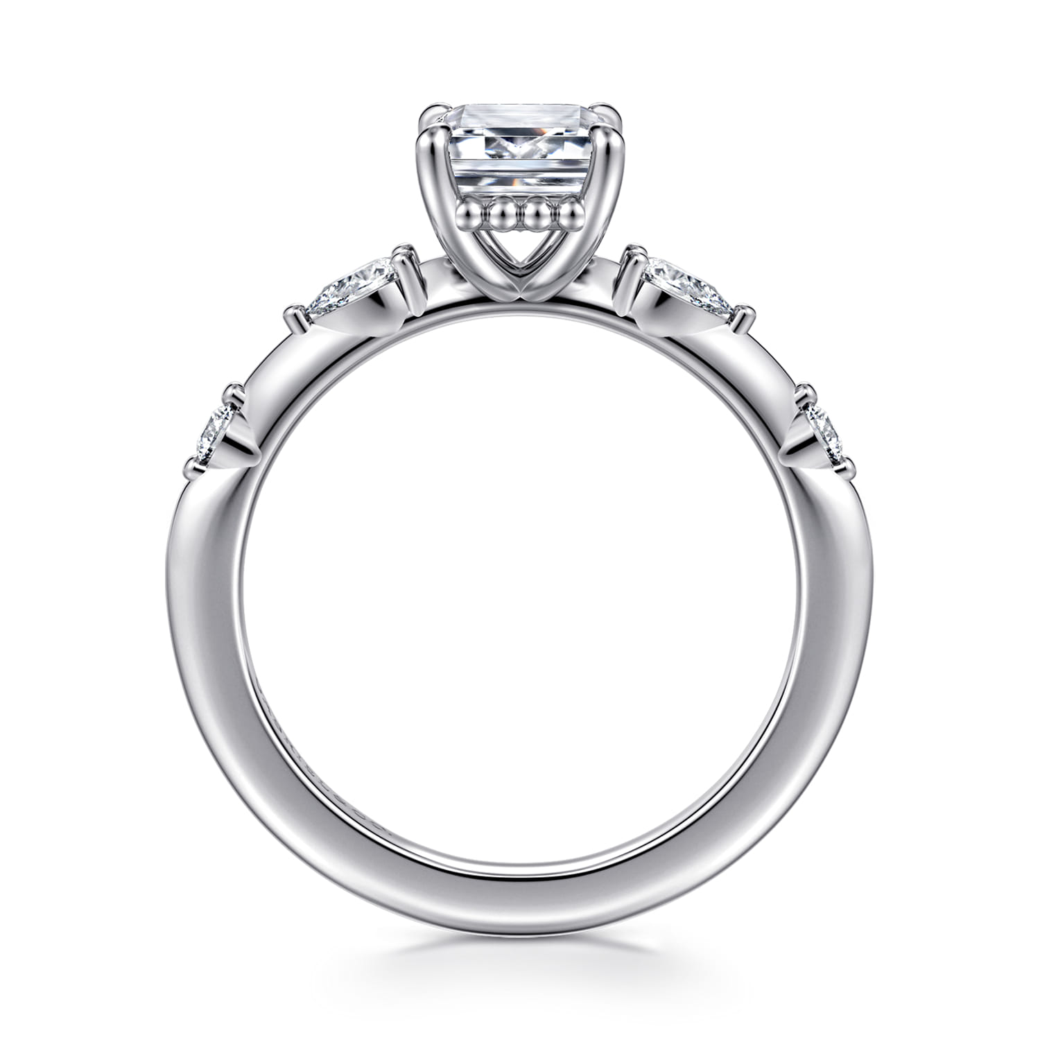 Carinna - 14K White Gold Emerald Cut Diamond Engagement Ring - 0.23 ct - Shot 2
