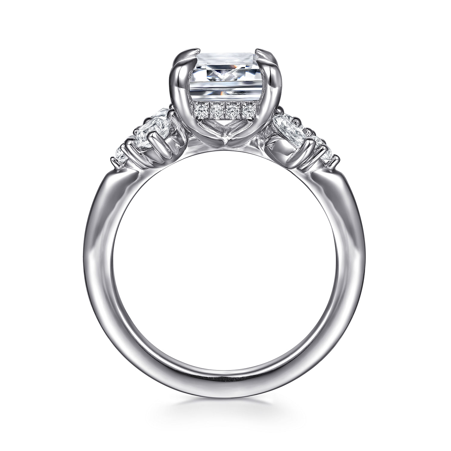 Caye - 14K White Gold Emerald Cut Diamond Engagement Ring - 0.7 ct - Shot 2