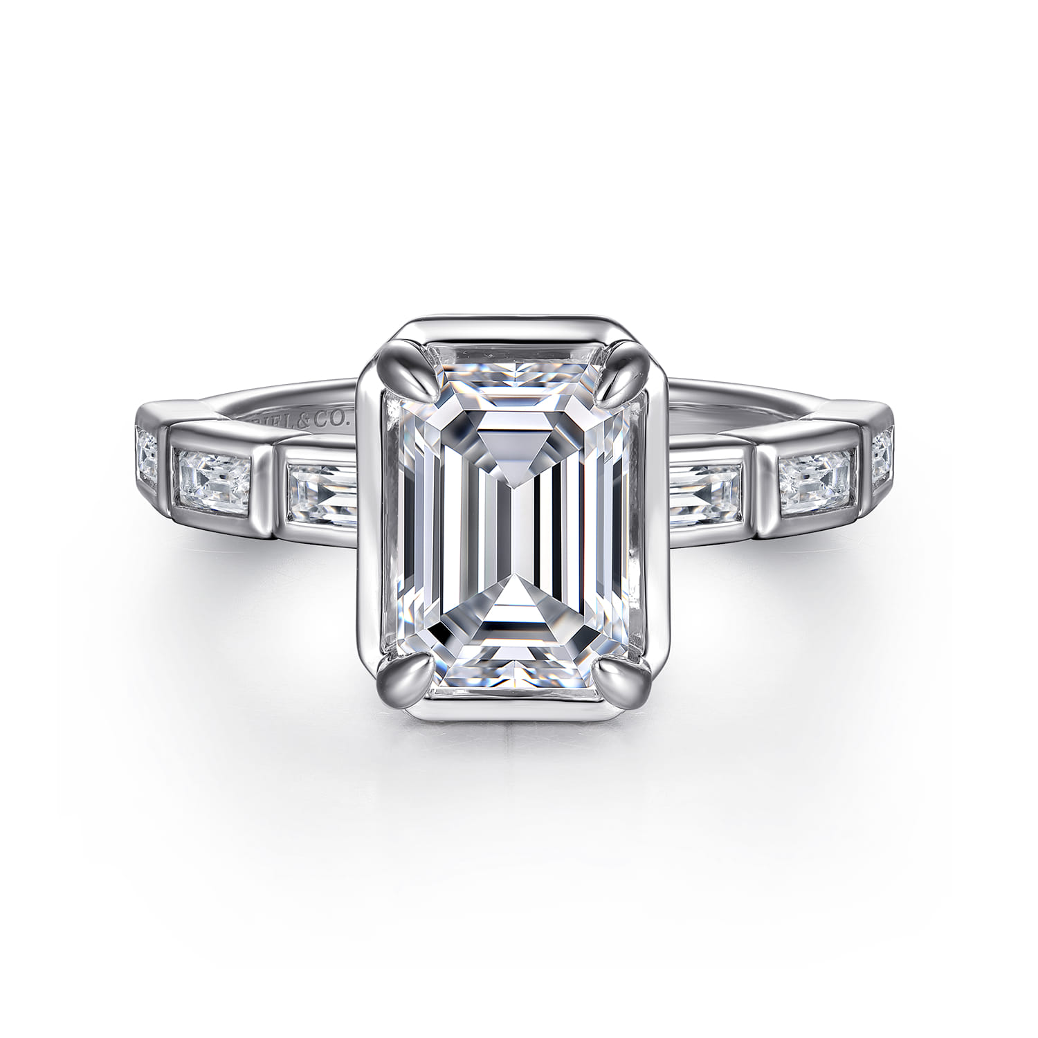 Delphe - 14K White Gold Emerald Cut Diamond Engagement Ring - 0.4 ct - Shot 1