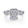 Delphe - 14K White Gold Emerald Cut Diamond Engagement Ring - 0.4 ct