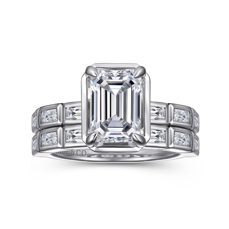 Delphe - 14K White Gold Emerald Cut Diamond Engagement Ring - 0.4 ct - Shot 4