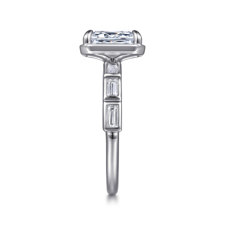 Delphe - 14K White Gold Emerald Cut Diamond Engagement Ring - 0.4 ct - Shot 5