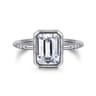 Aspen - 14K White Gold Bezel Set Emerald Cut Diamond Engagement Ring - 0.09 ct