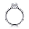 Aspen - 14K White Gold Bezel Set Emerald Cut Diamond Engagement Ring - 0.09 ct