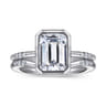 Aspen - 14K White Gold Bezel Set Emerald Cut Diamond Engagement Ring - 0.09 ct