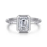 Aspen - 14K White Gold Bezel Set Emerald Cut Diamond Engagement Ring - 0.09 ct