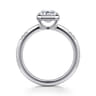 Aspen - 14K White Gold Bezel Set Emerald Cut Diamond Engagement Ring - 0.09 ct