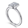 Aspen - 14K White Gold Bezel Set Emerald Cut Diamond Engagement Ring - 0.09 ct