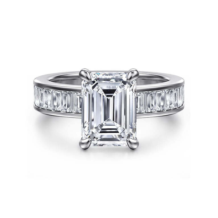 Bassia - 14K White Gold Emerald Cut Diamond Engagement Ring - 1.14 ct - Shot 1