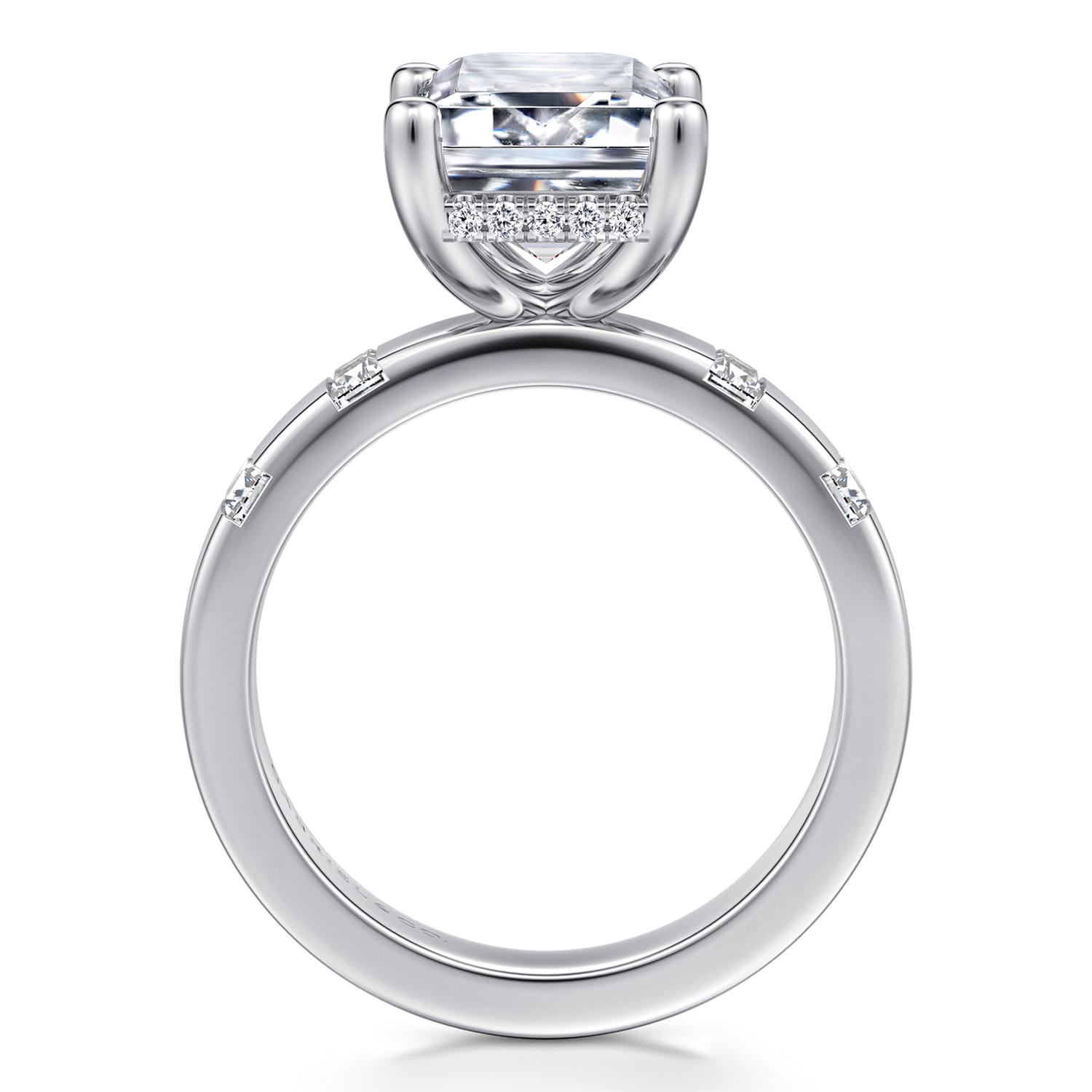 Mirella - 14K White Gold Emerald Cut Diamond Engagement Ring - 0.45 ct - Shot 2