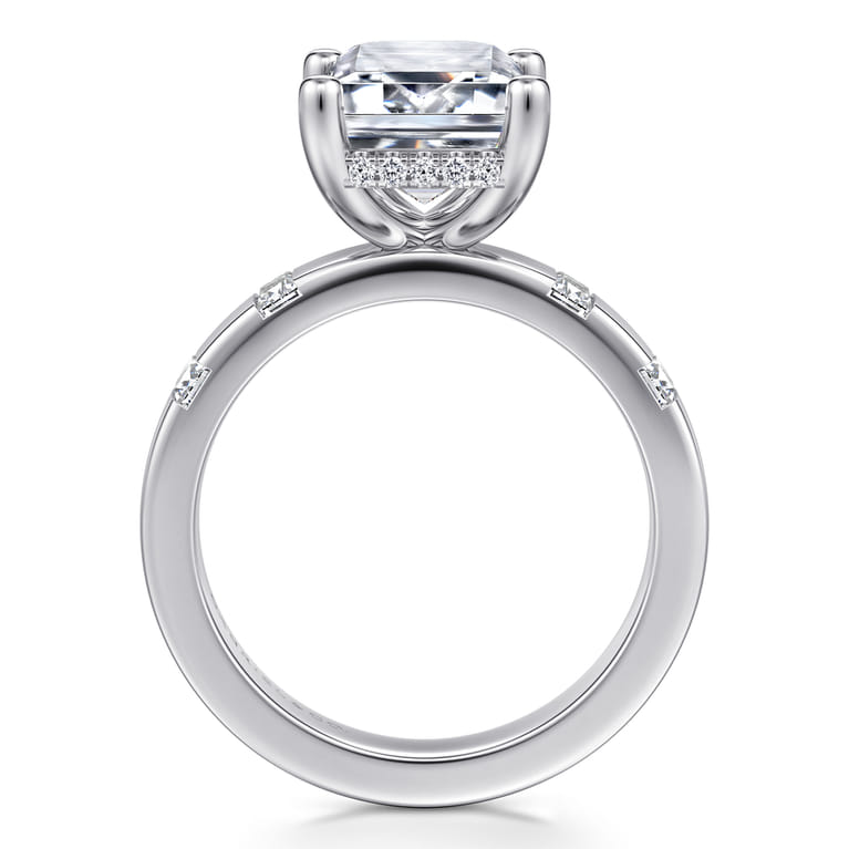 Mirella - 14K White Gold Emerald Cut Diamond Engagement Ring - 0.45 ct - Shot 2