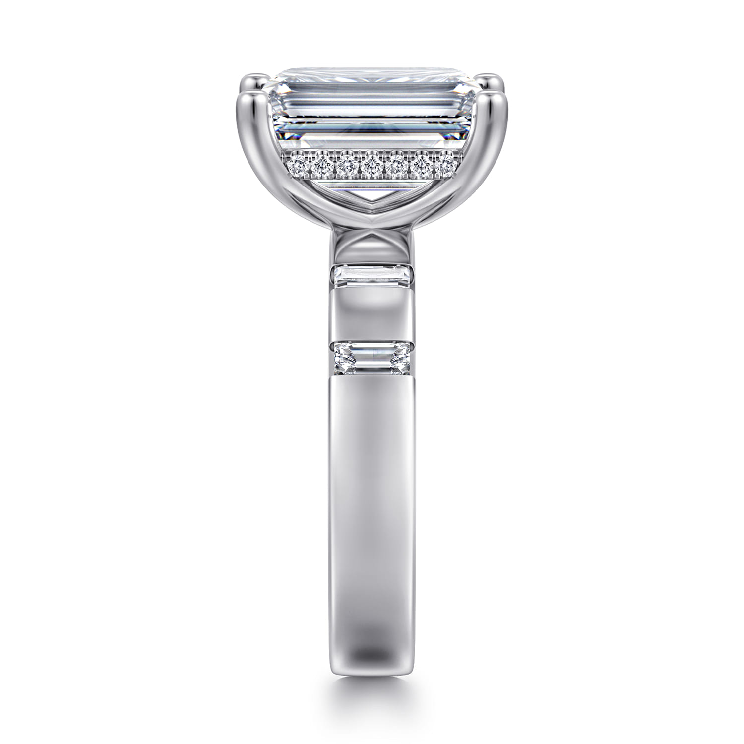 Mirella - 14K White Gold Emerald Cut Diamond Engagement Ring - 0.45 ct - Shot 4