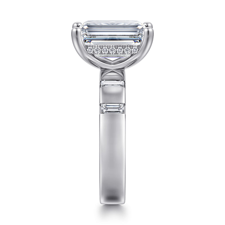 Mirella - 14K White Gold Emerald Cut Diamond Engagement Ring - 0.45 ct - Shot 4
