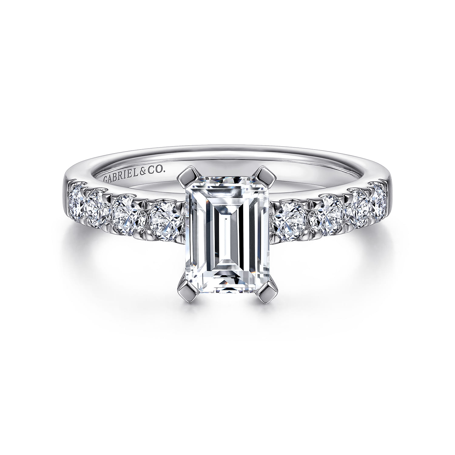 Wyatt - 14K White Gold Emerald Cut Diamond Engagement Ring - 0.38 ct - Shot 1