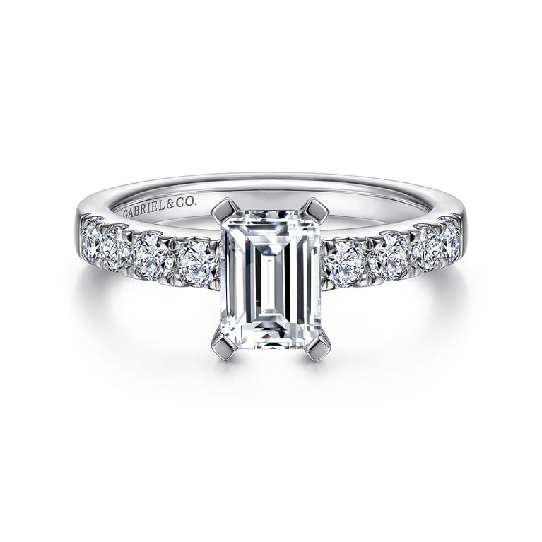 Wyatt - 14K White Gold Emerald Cut Diamond Engagement Ring - 0.38 ct - Shot 1