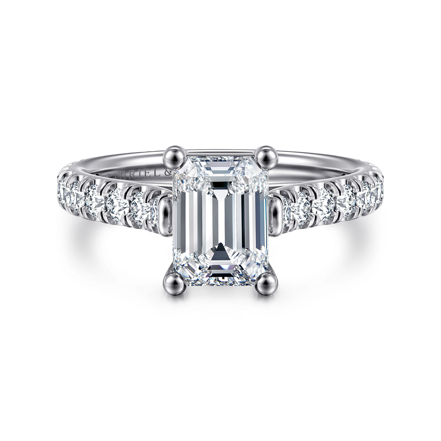 Luciole - 14K White Gold Emerald Cut Diamond Engagement Ring - 0.6 ct - Shot 1