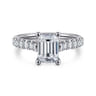 Luciole - 14K White Gold Emerald Cut Diamond Engagement Ring - 0.6 ct