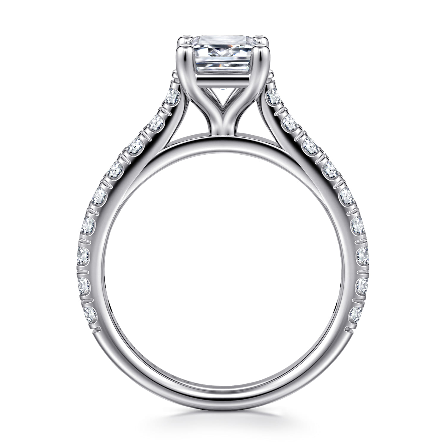 Luciole - 14K White Gold Emerald Cut Diamond Engagement Ring - 0.6 ct - Shot 2