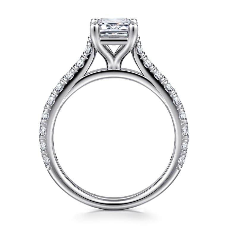 Luciole - 14K White Gold Emerald Cut Diamond Engagement Ring - 0.6 ct - Shot 2