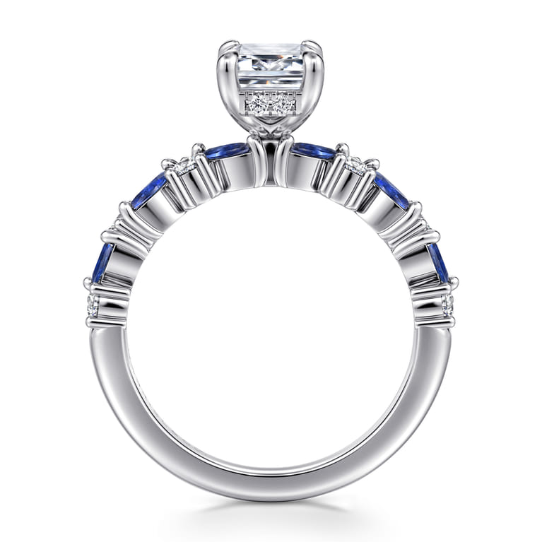 Damiana - 14K White Gold Emerald Cut Sapphire and Diamond Engagement Ring - 0.3 ct - Shot 2