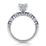 Damiana - 14K White Gold Emerald Cut Sapphire and Diamond Engagement Ring - 0.3 ct