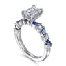 Damiana - 14K White Gold Emerald Cut Sapphire and Diamond Engagement Ring - 0.3 ct