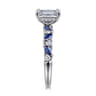 Damiana - 14K White Gold Emerald Cut Sapphire and Diamond Engagement Ring - 0.3 ct