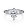 Quinn - 14K White Gold Marquise Shape Diamond Channel Set Engagement Ring - 0.09 ct