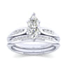 Quinn - 14K White Gold Marquise Shape Diamond Channel Set Engagement Ring - 0.09 ct