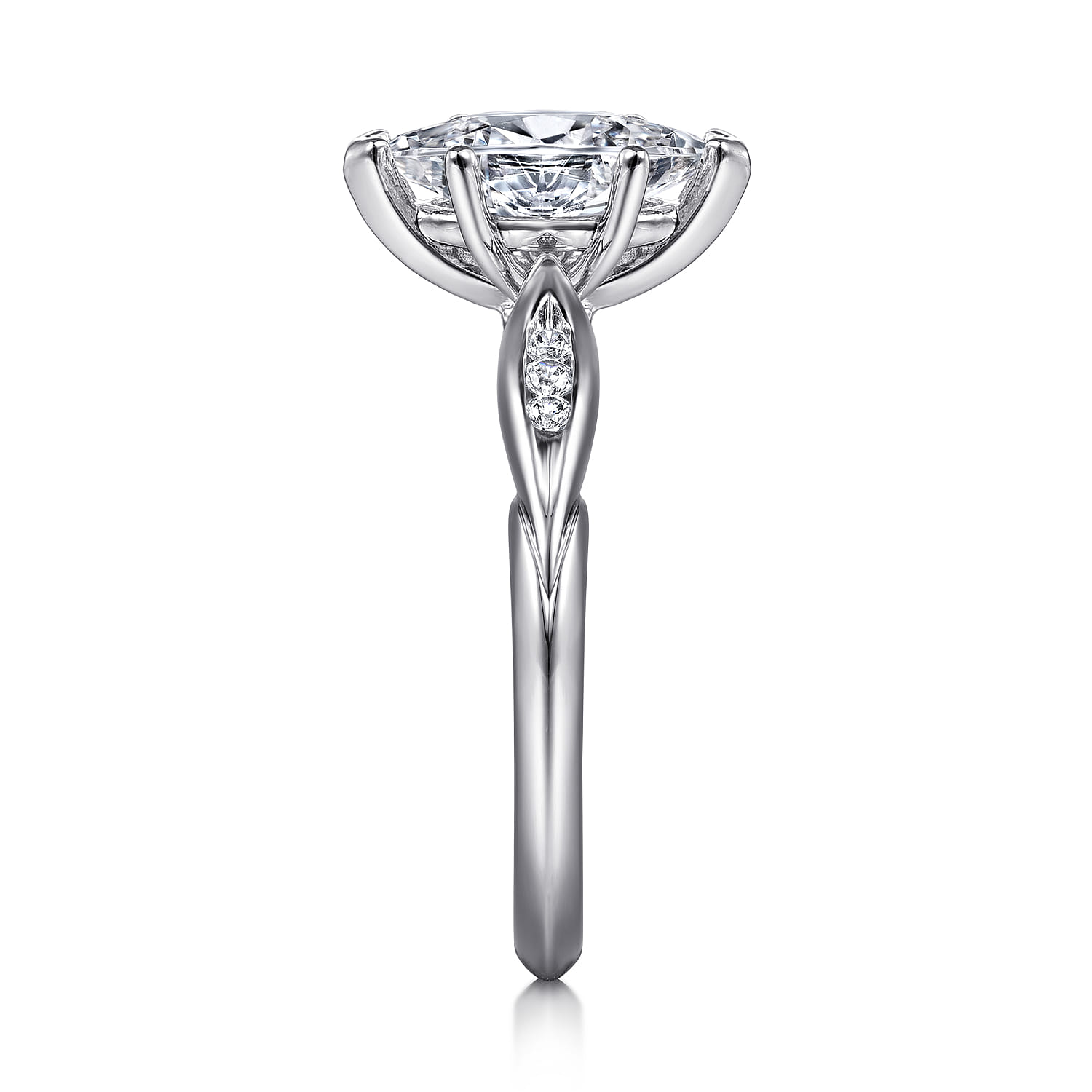 Quinn - 14K White Gold Marquise Shape Diamond Channel Set Engagement Ring - 0.09 ct - Shot 5