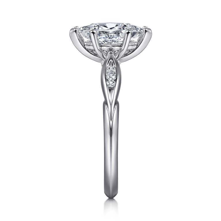 Quinn - 14K White Gold Marquise Shape Diamond Channel Set Engagement Ring - 0.09 ct - Shot 5