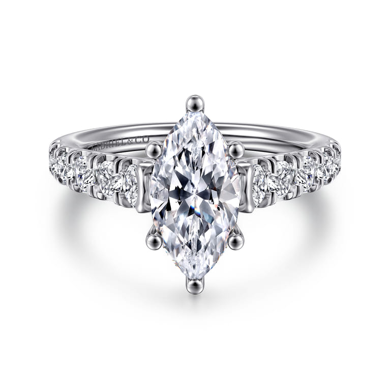 Piper - 14K White Gold Marquise Shape Diamond Engagement Ring - 0.77 ct - Shot 1