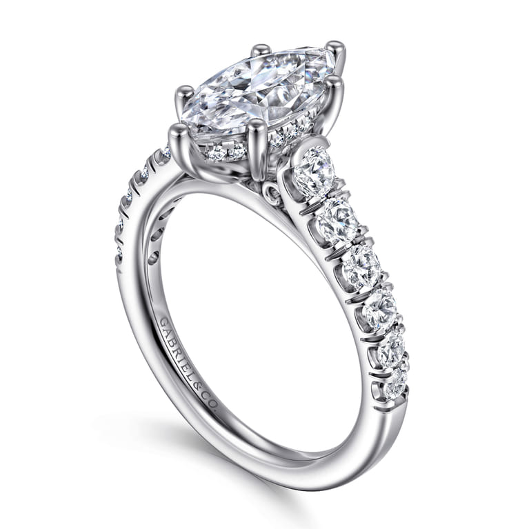 Piper - 14K White Gold Marquise Shape Diamond Engagement Ring - 0.77 ct - Shot 3