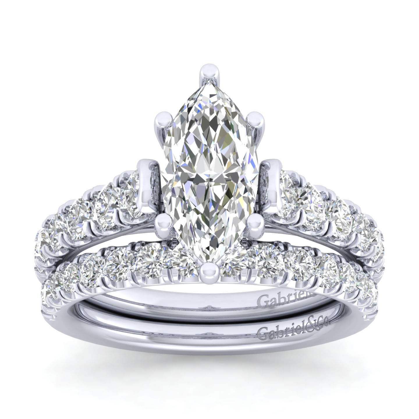 Piper - 14K White Gold Marquise Shape Diamond Engagement Ring - 0.77 ct - Shot 4