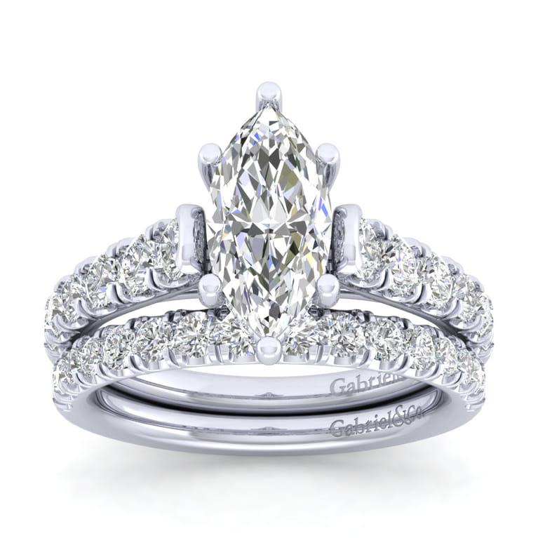 Piper - 14K White Gold Marquise Shape Diamond Engagement Ring - 0.77 ct - Shot 4