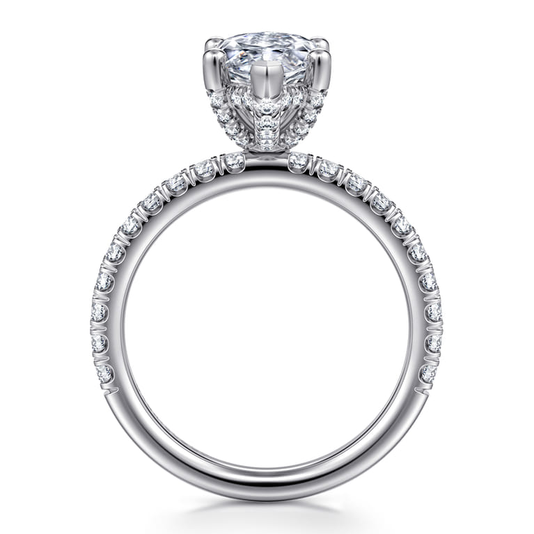 Amira - 14K White Gold Marquise Cut Diamond Engagement Ring - 0.65 ct - Shot 2