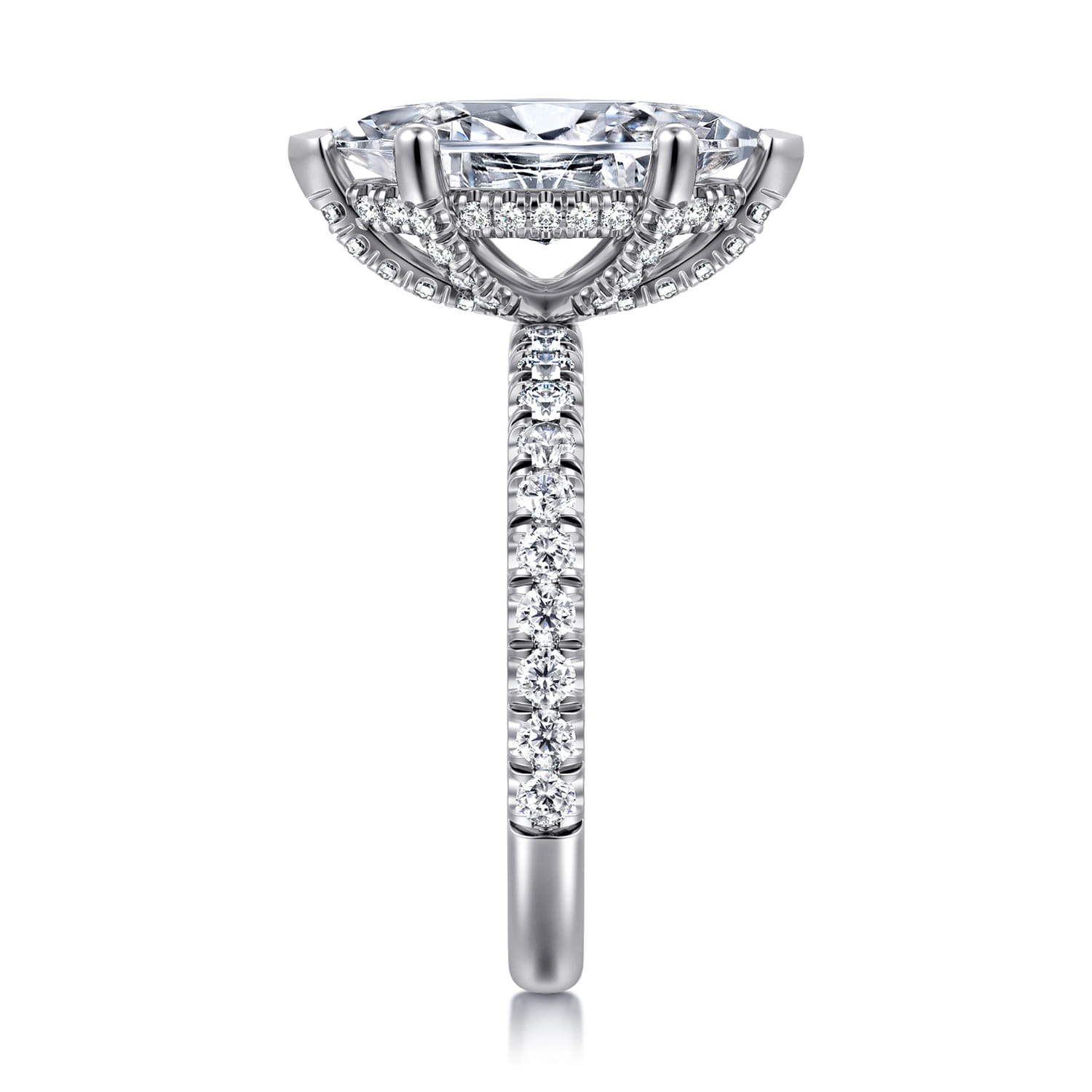 Amira - 14K White Gold Marquise Cut Diamond Engagement Ring - 0.65 ct - Shot 4