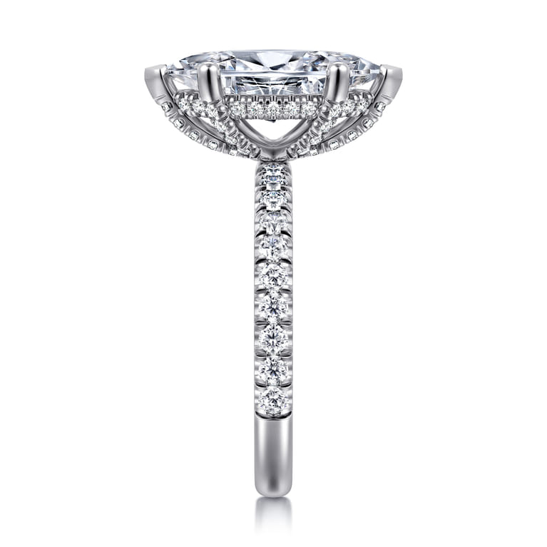 Amira - 14K White Gold Marquise Cut Diamond Engagement Ring - 0.65 ct - Shot 4
