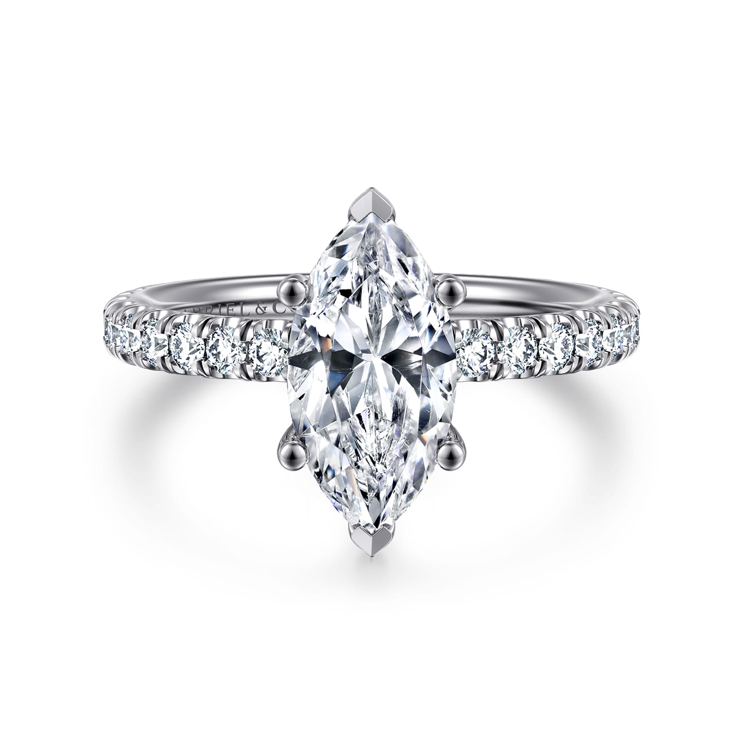 Amira - 14K White Gold Marquise Shape Diamond Engagement Ring - 0.53 ct - Shot 1