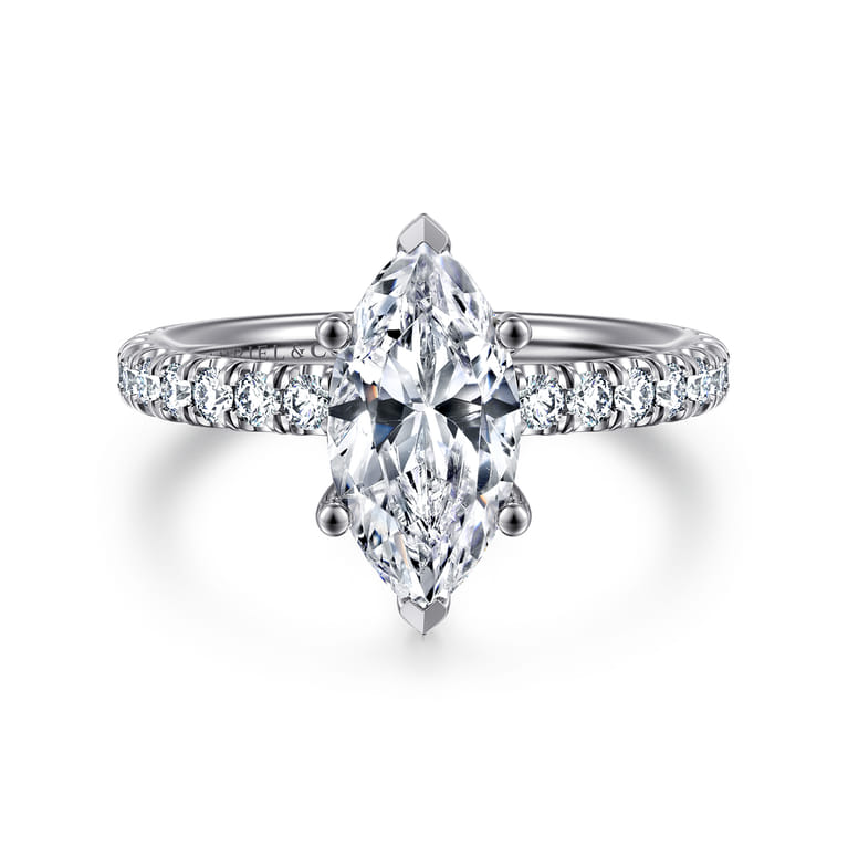 Amira - 14K White Gold Marquise Shape Diamond Engagement Ring - 0.53 ct - Shot 1