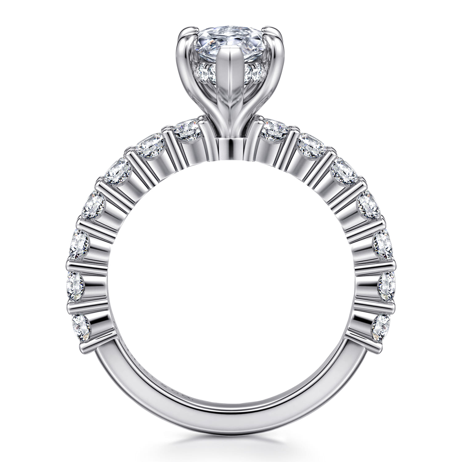 Brosnan - 14K White Gold Marquise Shape Diamond Engagement Ring - 1.1 ct - Shot 2