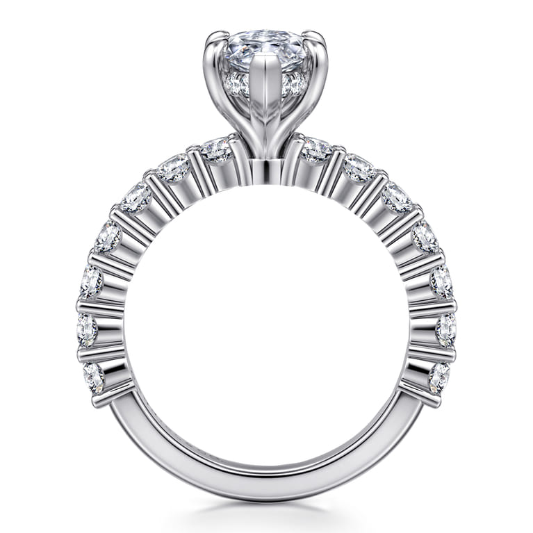 Brosnan - 14K White Gold Marquise Shape Diamond Engagement Ring - 1.1 ct - Shot 2