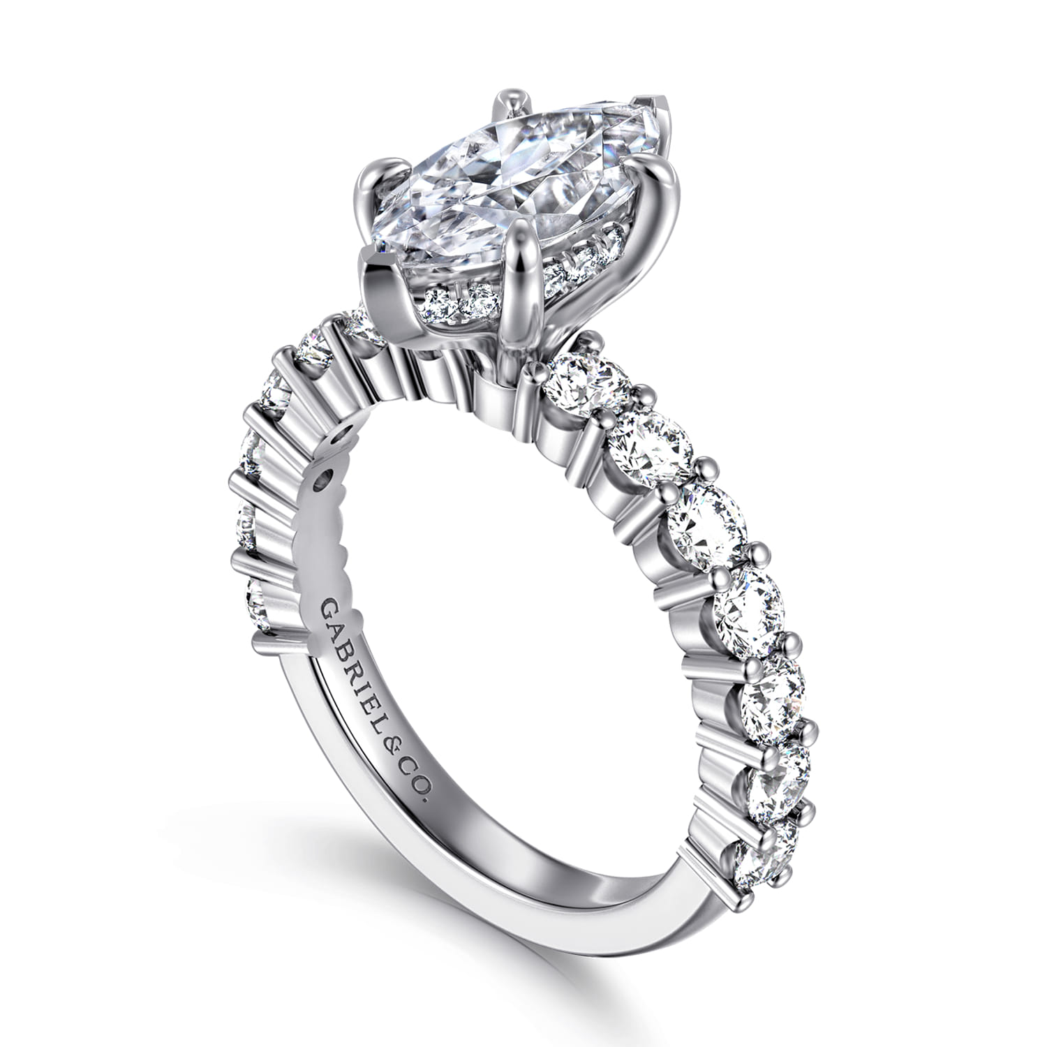 Brosnan - 14K White Gold Marquise Shape Diamond Engagement Ring - 1.1 ct - Shot 3